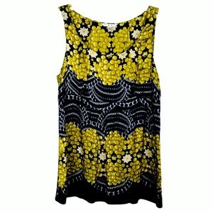 CAbi 216 Black/Gray/Green Chain & Pearls Silk Tank Sz L